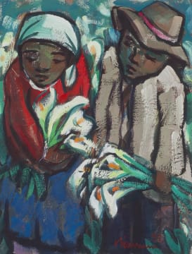 Hennie Niemann Snr; A Couple with Arum Lilies
