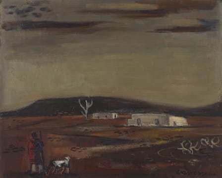Maurice van Essche; A Man and his Goat in a Landscape