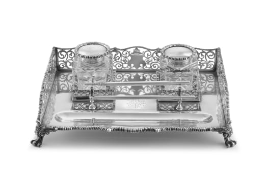 A Victorian silver inkstand, Walter & John Barnard, London, 1894