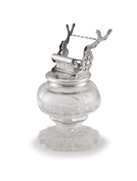 A Dutch silver-mounted and cut-glass ink well, Jan Cornelis Snelltjes, Bonebakker & Zoon, Amsterdam, .934 sterling, 19th century