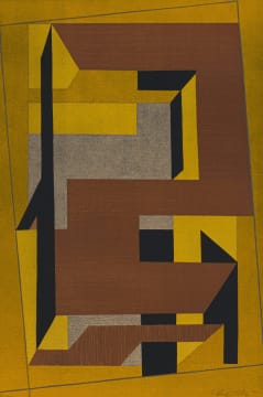 Victor Vasarely; Abstract in Brown and Yellow