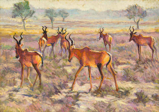 Zakkie Eloff; Hartebeest in a Landscape