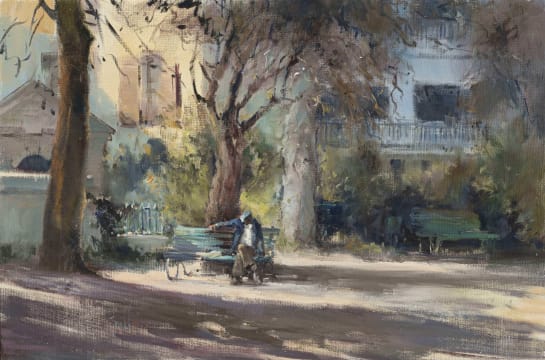 Ruth Squibb; A Man Seated on a Park Bench