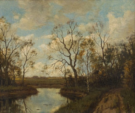 Tinus de Jongh; Landscape with Pond and Trees