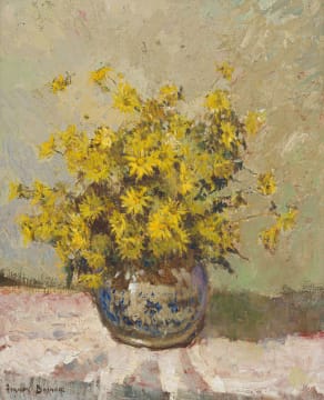 Adriaan Boshoff; Yellow Daisies in a Ginger Jar