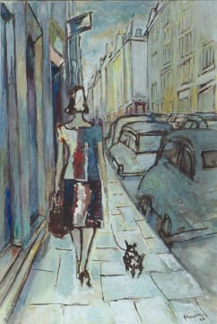 Gerard Sekoto; Woman Walking with Dog