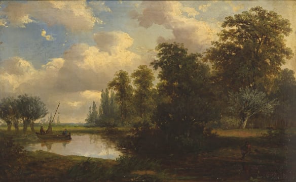 Circle of Edward Charles Williams; Lakeside with Boat