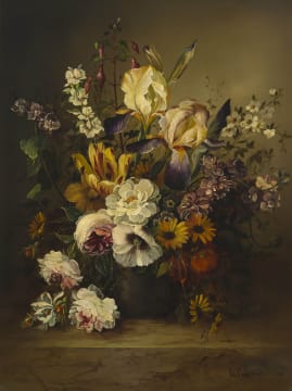 Albert Pallandre; Flowers in a Vase