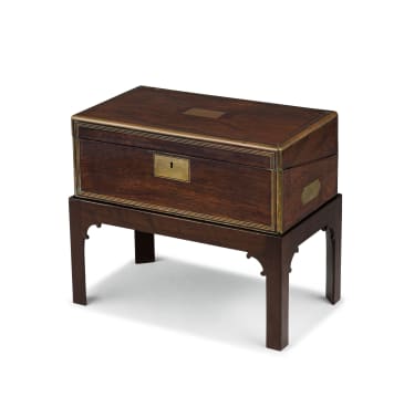 A Victorian rosewood and brass inlaid travelling writing box, 19th century