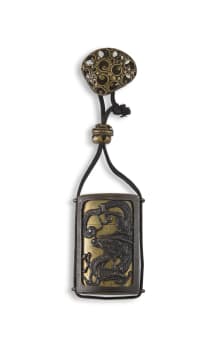 A Japanese bronze and mixed metal two-case inro, Edo period, 1615-1868