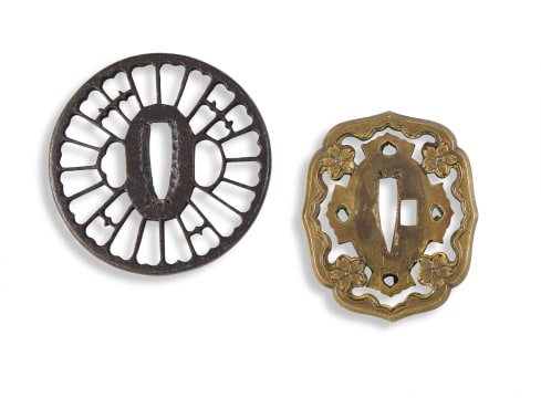 A Japanese iron sukashi ko-kinko tsuba, Muromachi period, 1336-1573