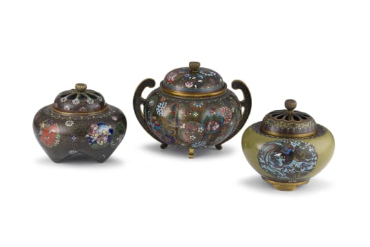A Japanese cloisonné enamel koro and cover, Meiji period, 1868-1912