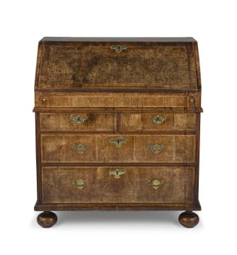 A William and Mary walnut bureau, circa 1690