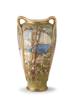 A Japanese Satsuma two-handled vase, by Kinkozan zo, Meiji period, 1868-1912