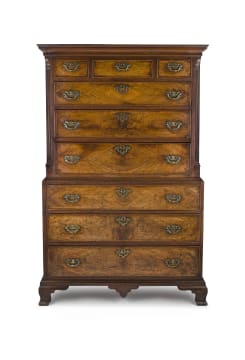 A George II walnut tallboy, circa 1735