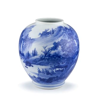 A Japanese blue and white vase, Meiji period, 1868-1912