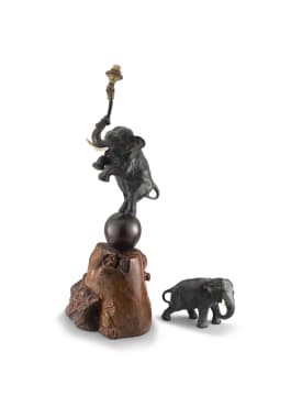 A Japanese bronze lamp, possibly by Mitsumoto, Meiji period, 1868-1912