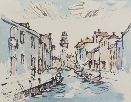 Gregoire Boonzaier; Canal Scene in Venice with Tower