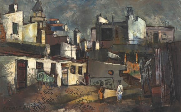 George Enslin; Figures in a City Street