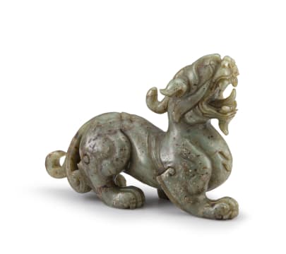 A Chinese Mottled-green Jade Carving Of A Kylin, Late Qing Dynasty Or 