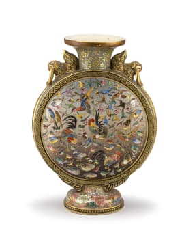 A Japanese Satsuma moon vase, Meiji period, 1868-1912