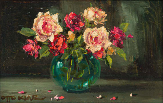 Otto Klar; Roses in a Glass Vase