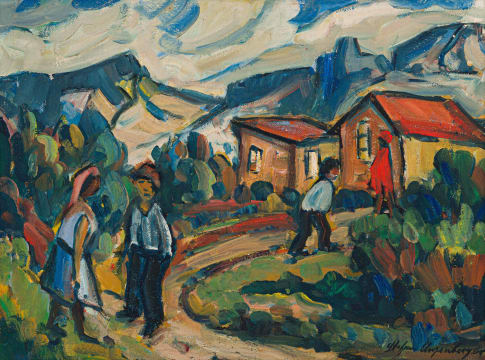 Stefan Ampenberger; Landscape with Houses and Figures