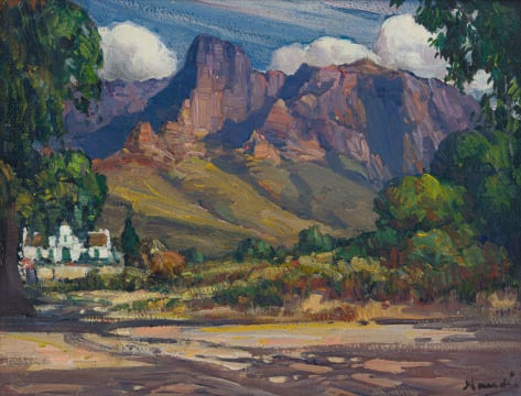Hugo Naudé; Cape Dutch Farm House in Mountain Landscape