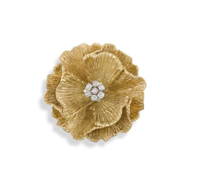 Diamond and 18ct yellow gold brooch