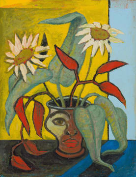 Nicolaas Maritz; Composition with Anthropomorphic Vase and Sunflowers