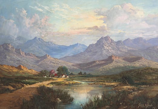 Gabriel de Jongh; A Homestead in an Extensive Landscape