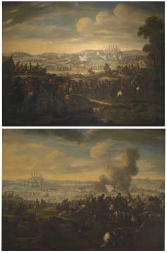 Attributed to Francesco Simonini; The Battle of Petrovaradin, a pair