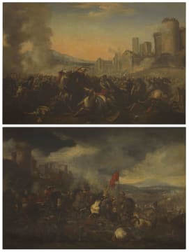 Attributed to Jacques Courtois; Battle Scenes, a pair