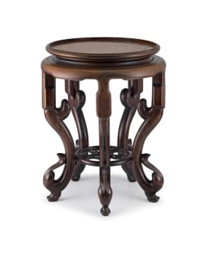 A Chinese hardwood and burr walnut incense stand, Qing Dynasty, 19th century