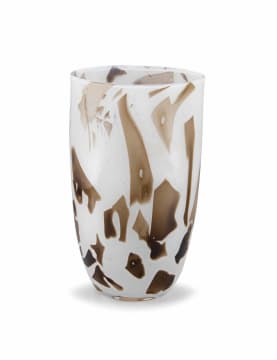 A Murano cream and brown flecked glass vase, 20th century