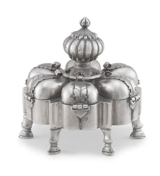 An Indian silver spice box, 19th century