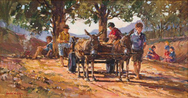 Andre de Beer; Boys with Donkey Cart