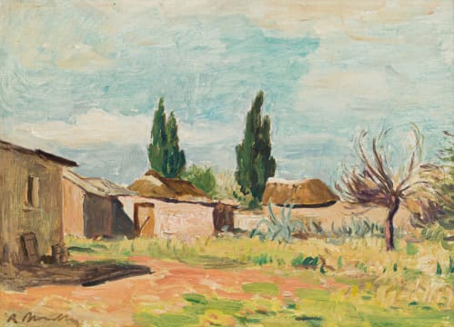 Robert Broadley; Scene with Buildings and Trees