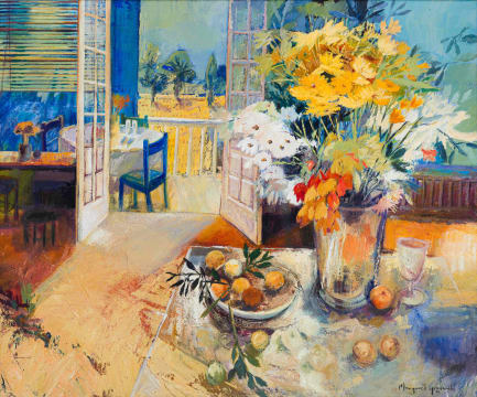 Margaret Gradwell; Still Life in View of Interior