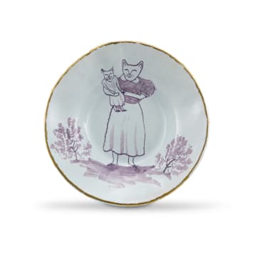 Hylton Nel; Dish, hand painted with a Staffordshire figure