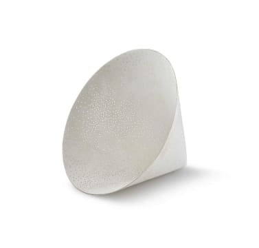 A pierced bone china cone, Juliet Armstrong, 1990's