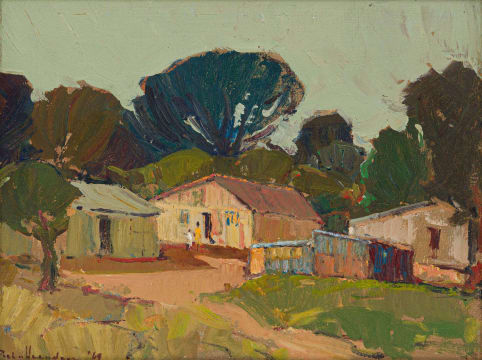 Piet van Heerden; Scene with Buildings and Trees