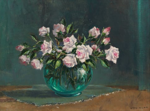 Otto Klar; Roses in a Glass Bowl