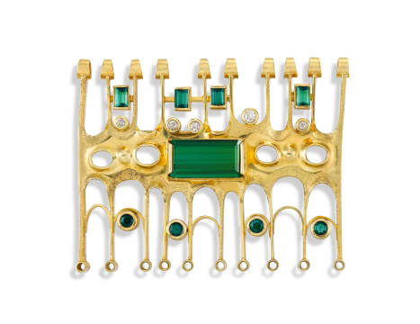 Erich Frey; Tourmaline, diamond and gold brooch, Erich Frey, (1917-2004)