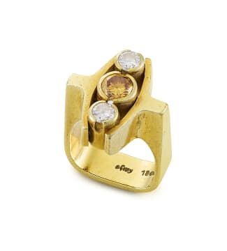 Erich Frey; Three-stone diamond ring, Erich Frey (1917-2004)
