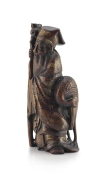 A Japanese carved wooden figure of a Jurojin, Meiji period, 1868-1912