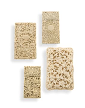 A Chinese Canton ivory card case, Qing Dynasty, late 18th century