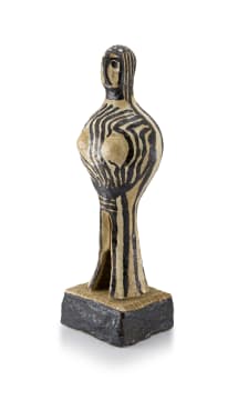 A figural pocket watch stoneware holder, John Nowers (1940-1995)
