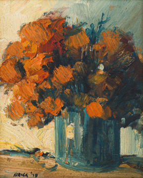 Mel Brigg; Vase of Orange Flowers