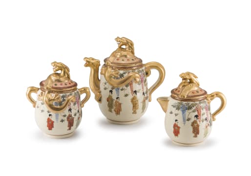 A Japanese Satsuma three-piece tea service, 20th century